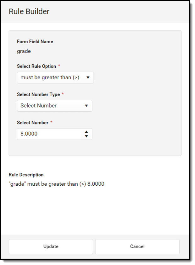 Image of rule builder comparing number field to entered number